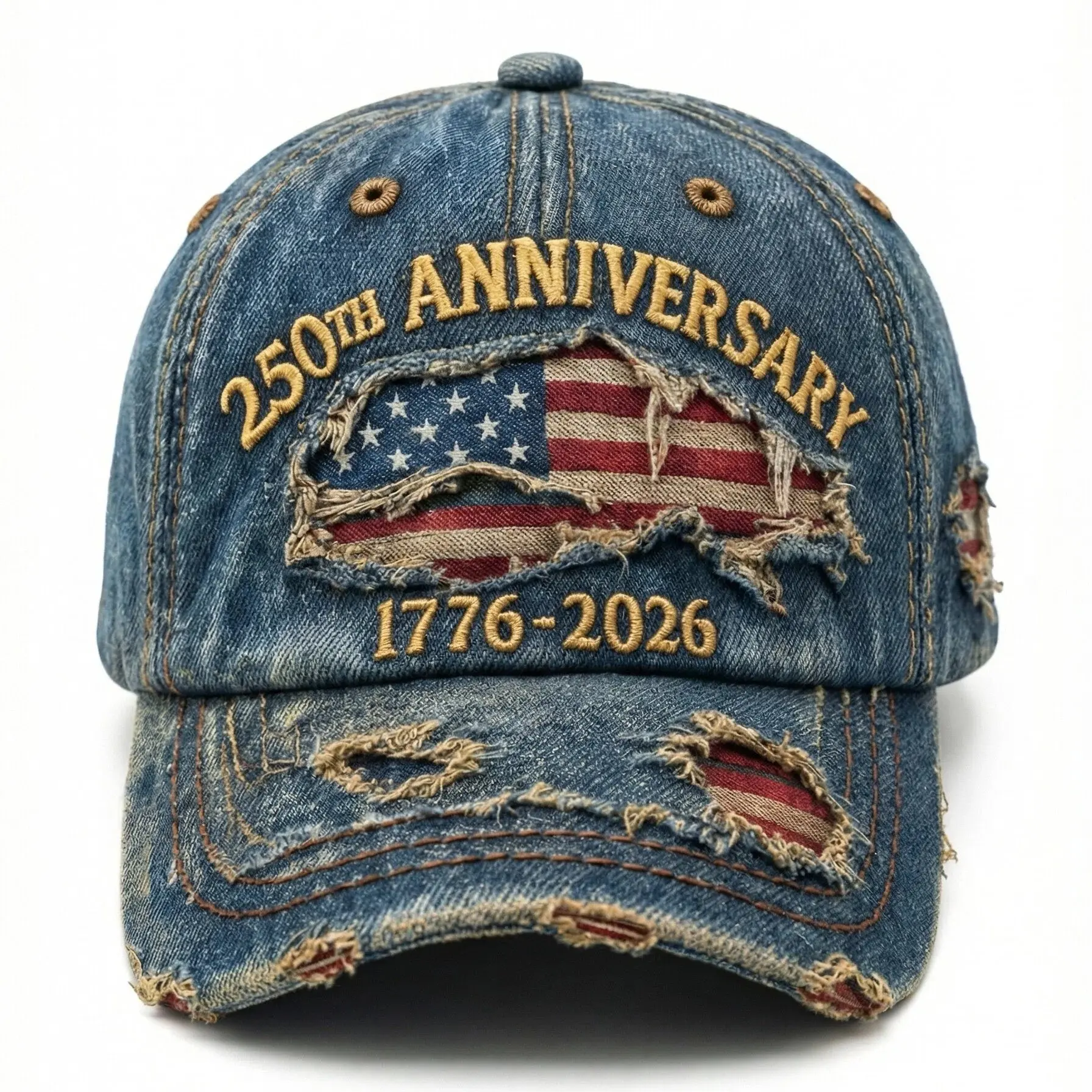 America250 Baseball Cap, Vintage Patriotic Collectible with Embroidered Stars and Stripes, Breathable and Adjustable for Fourth of July, Independence Day, Collectibles