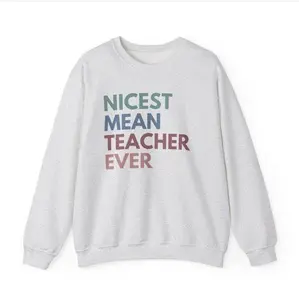 Nicest Mean Teacher Ever Sweatshirt, Funny Teacher Shirt, High School Teach Gift, Graphic Tees