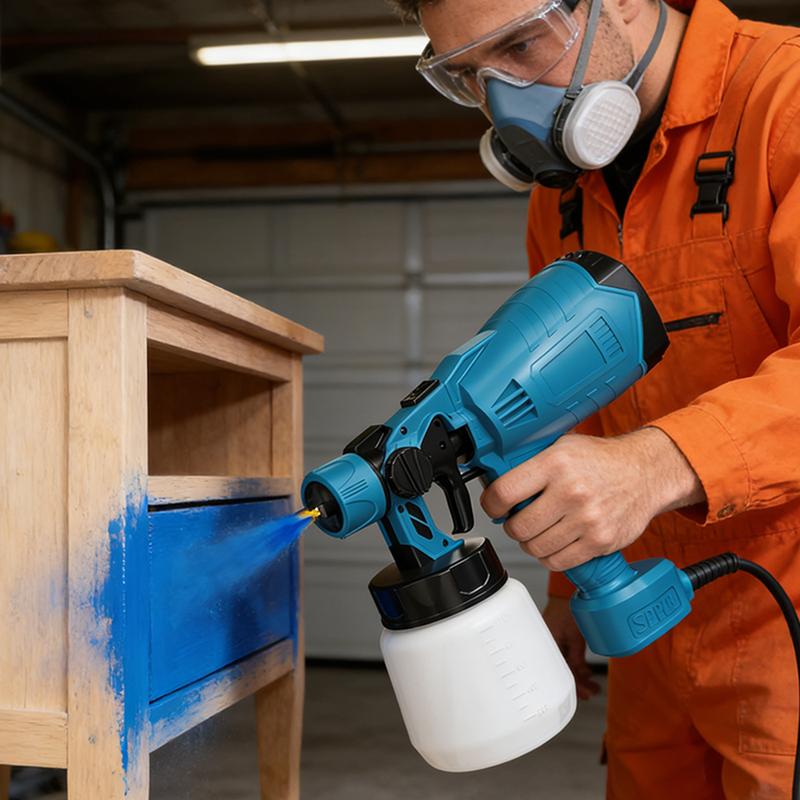Paint Sprayer, 700W HVLP Paint Sprayer with Cleaning , 4 Nozzles and 3 Patterns, Easy to Clean, for Furniture, Cabinets, Fence, Walls, Door, Garden Chairs etc.