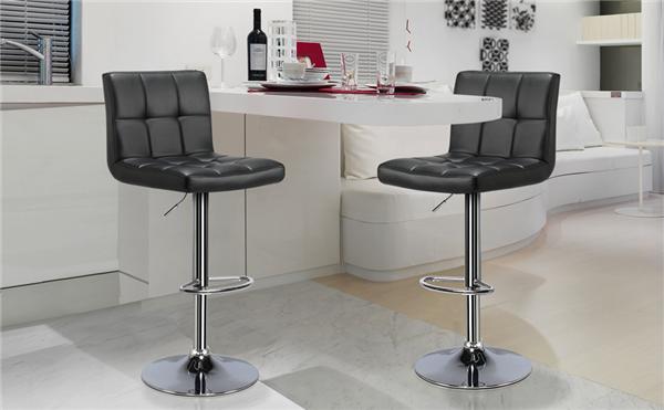 Yaheetech Set of 2 Tall Bar Stools with Adjustable Height, PU Leather Backrest and Footrest, Swivel Bar Chairs - Heavy-duty and Durable