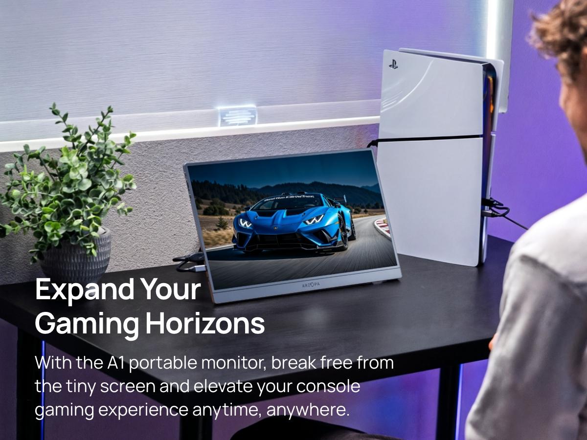 ARZOPA Portable Monitor FHD 1080P Ultra-Slim Portable Laptop Monitor with Kickstand - IPS Display for PC, MAC, Phone, Xbox, PS5 - USB C & HDMI Connectivity