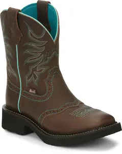 Justin 8in Womens Chocolate Mandra Water Buffalo Cowboy Boots 10B