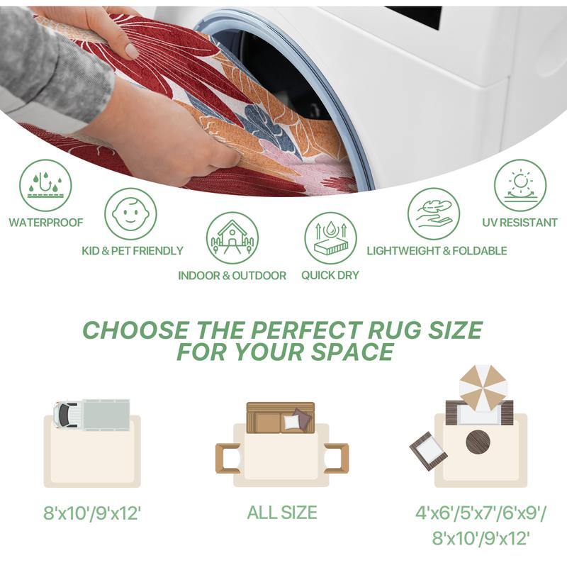 GENIMO Area Rug, Machine Washable, Non Slip Vintage Indoor Rug, Low Pile Lightweight Chenille Print Rug for Bedroom, Dining Room, Home Office GENIMO Area Rug, Machine Washable, Non Slip Vintage Indoor Rug, Low Pile Lightweight Chenille Print Rug for Bedroom, Dining Room, Home Office