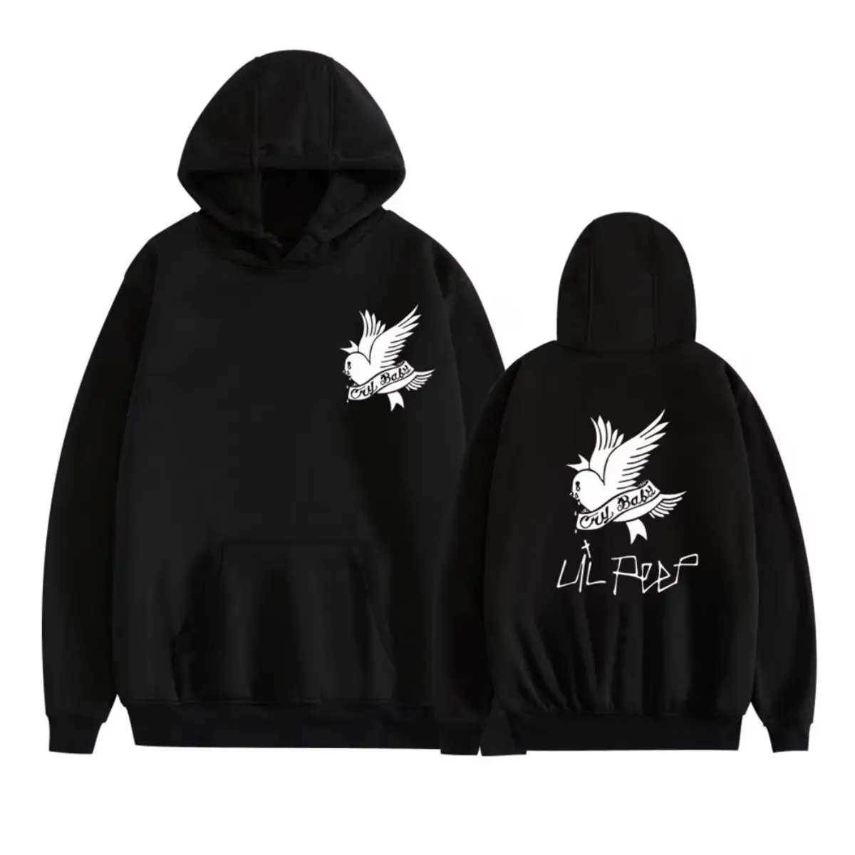 Men's Lil Peep Merch Hoodie Sweatshirts - Menswear Clothes, Goth Costume, Anime Graphic Print, Casual Cotton Long Sleeve Pullover, All Season Soft Fabric, Bonus T-Shirt Included, Minimalist Design, Anime Print