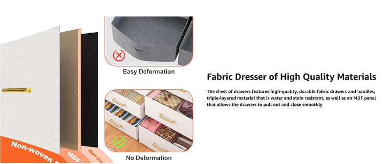 【#TikTokShopFallDealsForYou】Raybee 7/10 Drawer Dresser for Bedroom with Wood Open Shelves, 55" TV Stand with Power Outlets & LED Lights, Fabric & Chest of Drawers