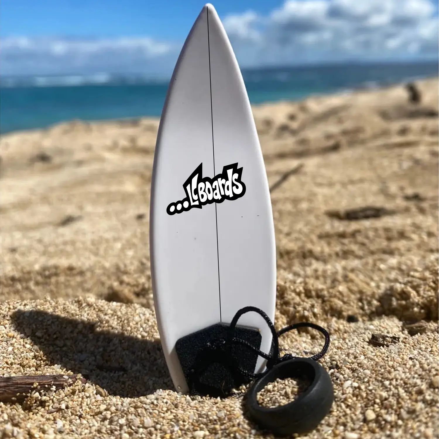 LC BOARDS FINGER SURFBOARD WHITE WITH LEASH