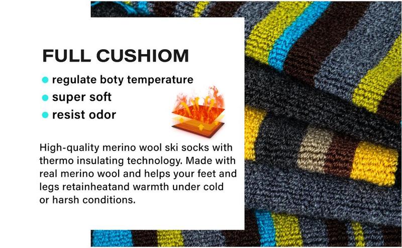 No More Cold Feet! 2 Pair Thermal Ski Socks for Men & Women, Wool Blend Knee High Design