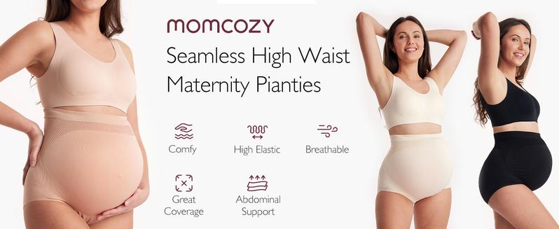 Momcozy Women's Maternity High Waist Underwear Pregnancy Seamless Soft Belly Support Panties Over Bump 3 Pack