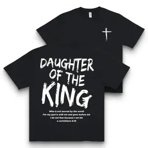 Daughter of the King Jesus Graphic Tee - Women's Soft Casual Round Neck Short Sleeve T-Shirt, Dual-Sided Print, 180g Pure, Comfortable & Stylish for Home or Outfit Fabric Top  Smooth Comfortable and breathable shirt