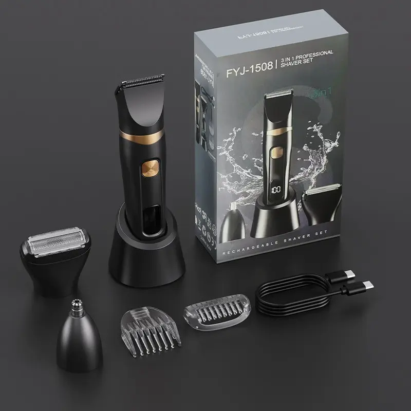 Three-In-One Men's Grooming Kit, Cordless Trimmers Set Kit, Haircut Trimmer Kit, Includes Hair Clipper, Razor, Nose Trimmer, USB Rechargeable, Waterproof, Portable, Father's Day Gift