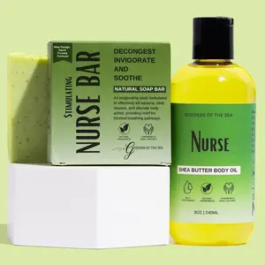 Nurse Bar & Oil Bundle - Natural Sinus & Cold Relief Soap Bar | Eucalyptus, Peppermint, Tea Tree & Shea Butter | Handmade Body Bar for Congestion, Allergies & Aches | Goddess of the Sea
