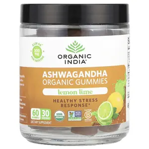 Organic India Organic Ashwagandha Gummies, Lemon Lime, 60 Gummies (150 mg Per Gummy)