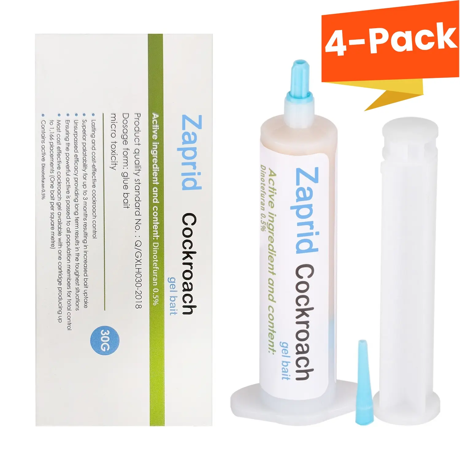 Cockroach Gel Bait 4-Pack 30g Each with 4 Plungers and Precision Tips for Indoor and Outdoor Use Effective Pest Control Roach Killer Gel for American German and Other Major Cockroach Species Summervibes summerwins,summerwins