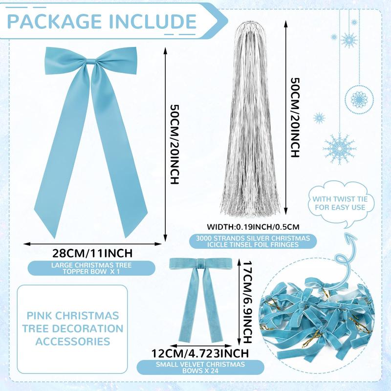 Christmas Clearance Sale Valentine's Day Decor Velvet Bows Christmas Tree Topper Bows & Tinsel Set Christmas Ornaments Bows for Xmas Tree Holiday Home Wedding Party Outdoor Christmas Decor Christmas Gifts, Gif Wrapping & DIY Project