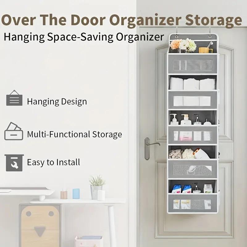Home decor,christmas decorations,Black Friday Deal,Door Hanging Storage Rack - 5+5 Pockets for Everyday Storage with 5 Large Clear & Mesh Side Pockets for Bedrooms Bathrooms & Food Storage Rooms Grey Organizer Set Installation Hangable 10 - 15 Kg Capacity