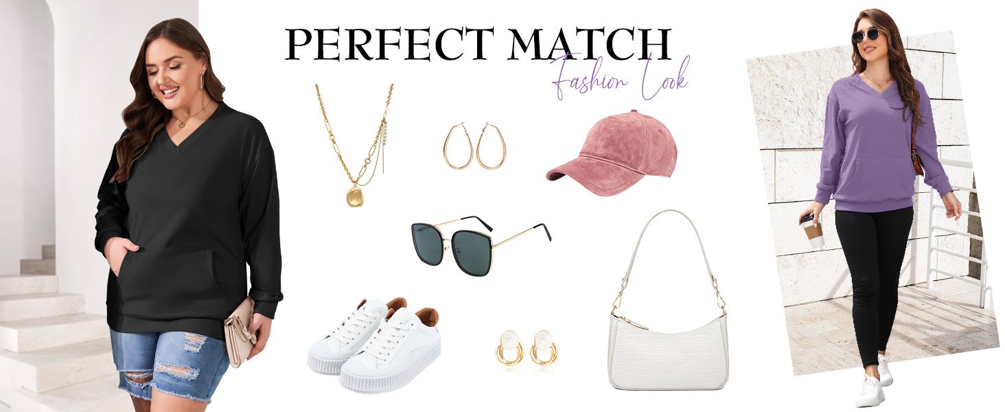 [Spring Restock] AUSELILY Women's Hoodless V-neck Sweatshirt With Kangaroo Pocket  Fleece Longsleeve Oversized Casual Style Shirt SpringStatements