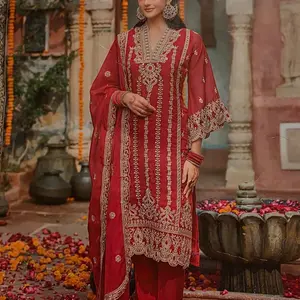 Red embroidery suit