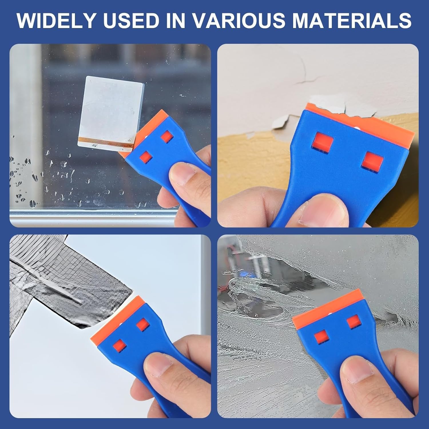 VAYWET Plastic Razor Blade Scraper Tool 2 Scrapers 120PCS Plastic Blades No Scratches Multifunctional Cleaning Shovel Ceramic Hob Scraper for Cleaning Window Glass Floor Door Sticky Residue Tile Wallpaper Decals Labels Caulk Adhesive Paint Glue Removal