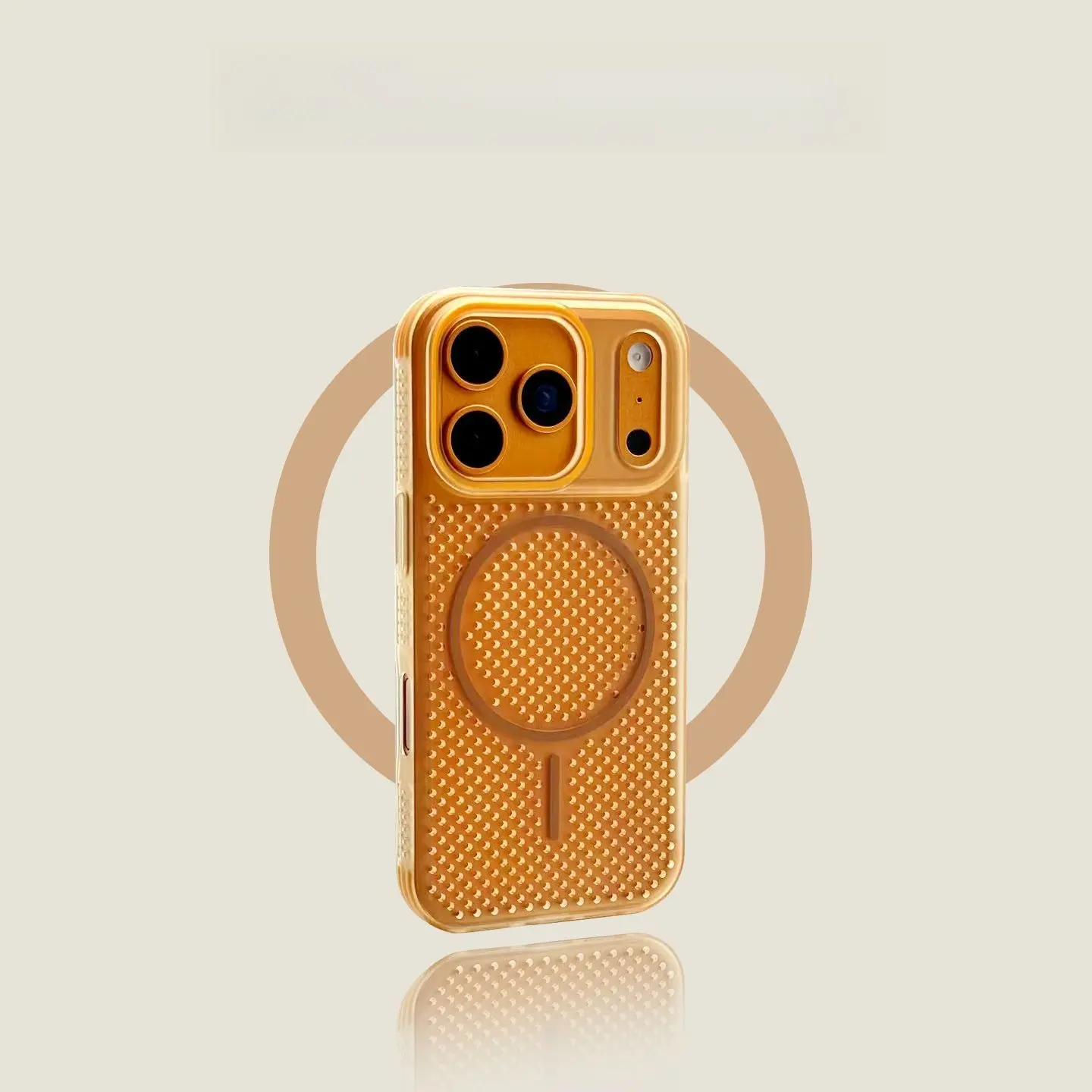 Applicable to Apple 17pro mobile phone case transparent orange thin and transparent for iPhone16promax heat dissipation magnetic suction 15/14pro/13 anti-drop 12pro