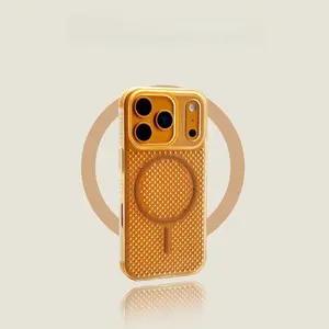 Applicable to Apple 17pro mobile phone case transparent orange thin and transparent for iPhone16promax heat dissipation magnetic suction 15/14pro/13 anti-drop 12pro