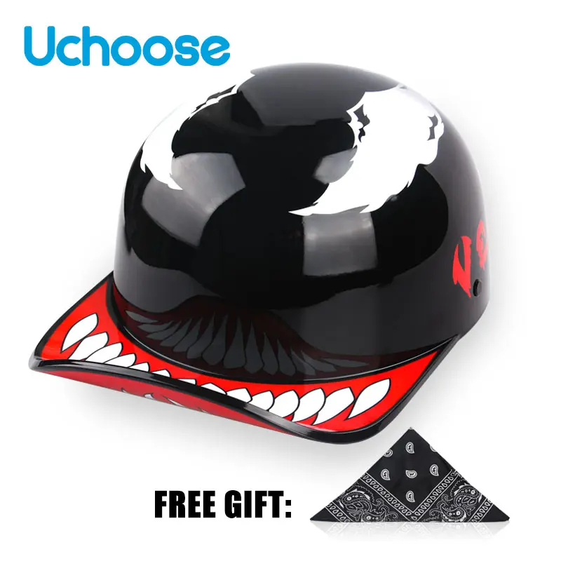 QB Motorcycle Cruise Half Helmet - Harley Motorcycle Accessories, Summer Essential, Fashionable, Breathable Riding Helmet for Riders with Complimentary Face Towel, Motorcycle Riding Helmet