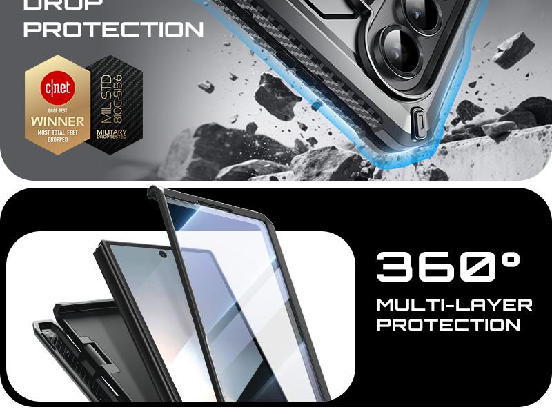 SUPCASE for Samsung Galaxy Z Fold 7 Case with Kickstand UB Pro Built-in Tempered Glass Screen Protector Hinge Coverage Military-Grade Protection Full-Body Heavy-Duty Rugged Phone Case MagSafe Compatible Anti-Slip Grip support magnetic wireless