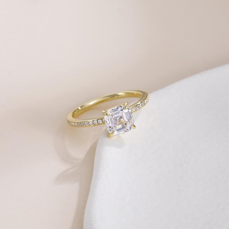 EAMTI 2CT 925 Sterling Silver Engagement Rings Asscher Cut Cubic Zirconia CZ Wedding Promise Rings for Her Stunning Wedding Bands for Women