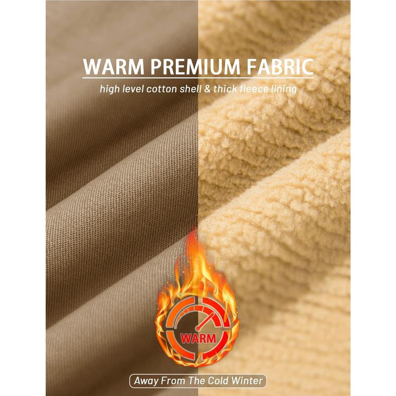 MAGCOMSEN Men's Sherpa Lined Winter Trucker Jacket Warm Multi Pocket Casual Jacket Collared Menswear Tops Cotton Fleece Long Sleeve FallFreshness Khaki Beige Jacket Outdoorfun