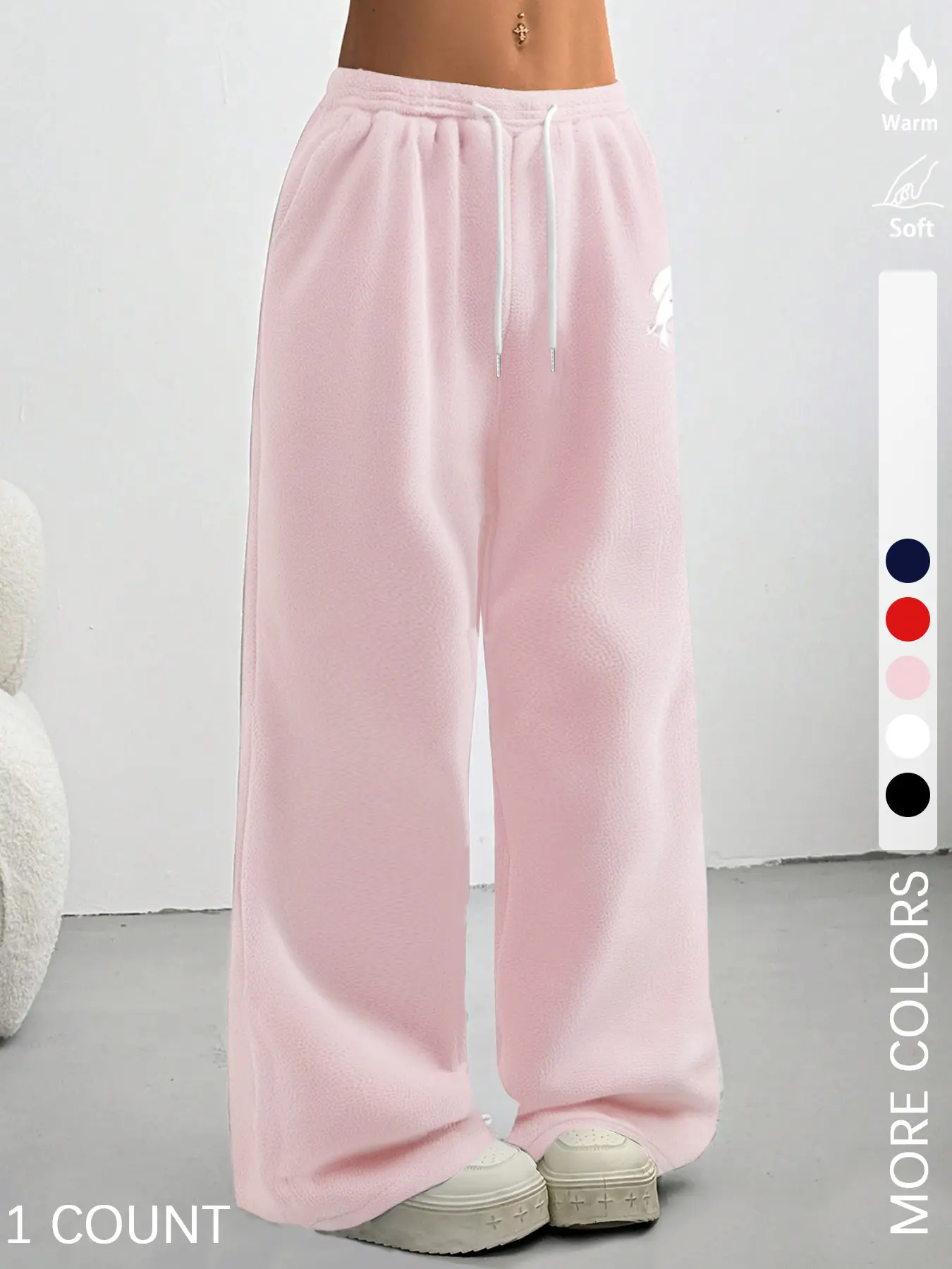 Women's Letter Embroidery Sweatpants, Casual Comfy Soft Fabric Corduroy Adjustable Drawstring Trousers for Daily Wear, Ladies Bottoms for All Seasons