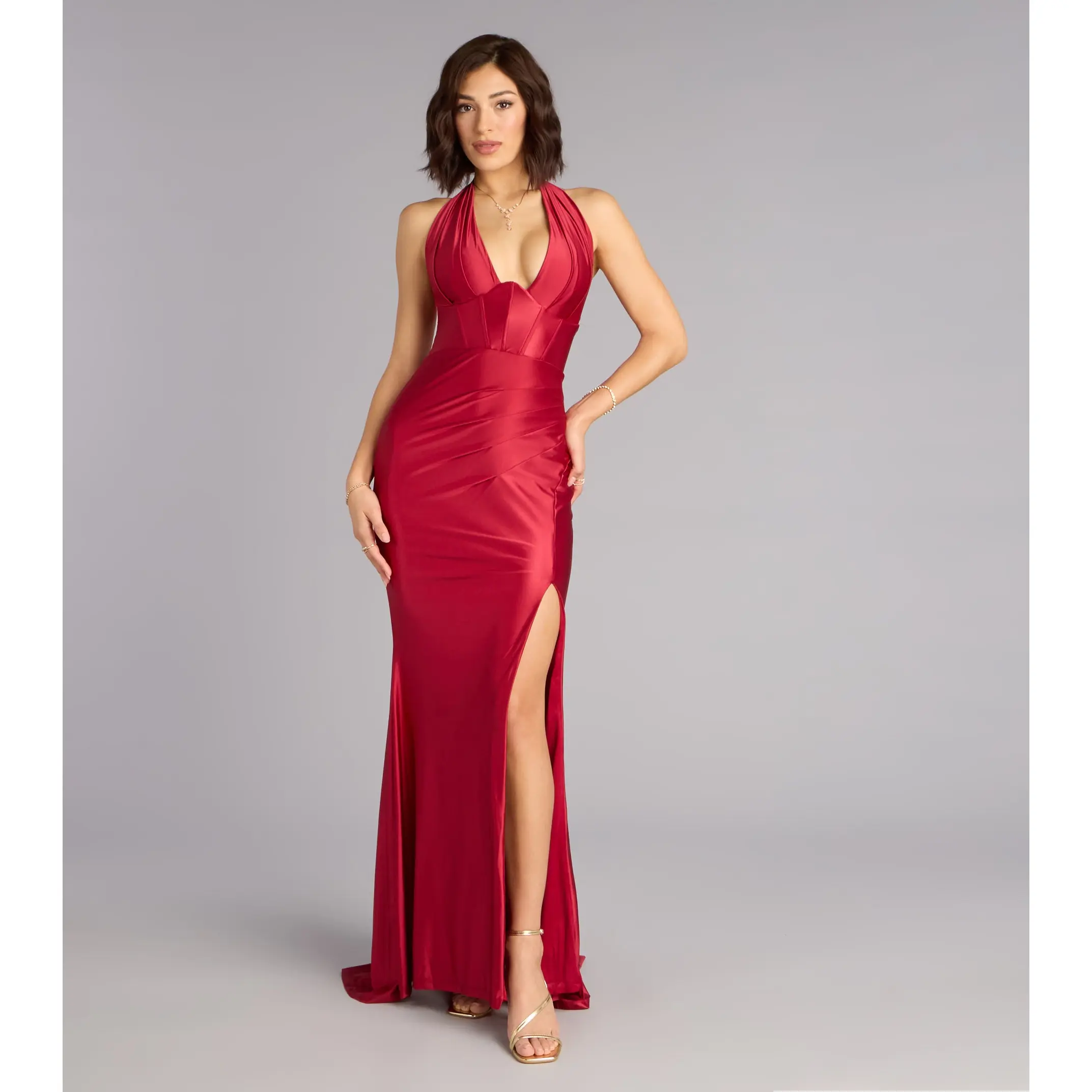 Regina Satin Halter Corset Mermaid Formal Dress - TikTok Shop