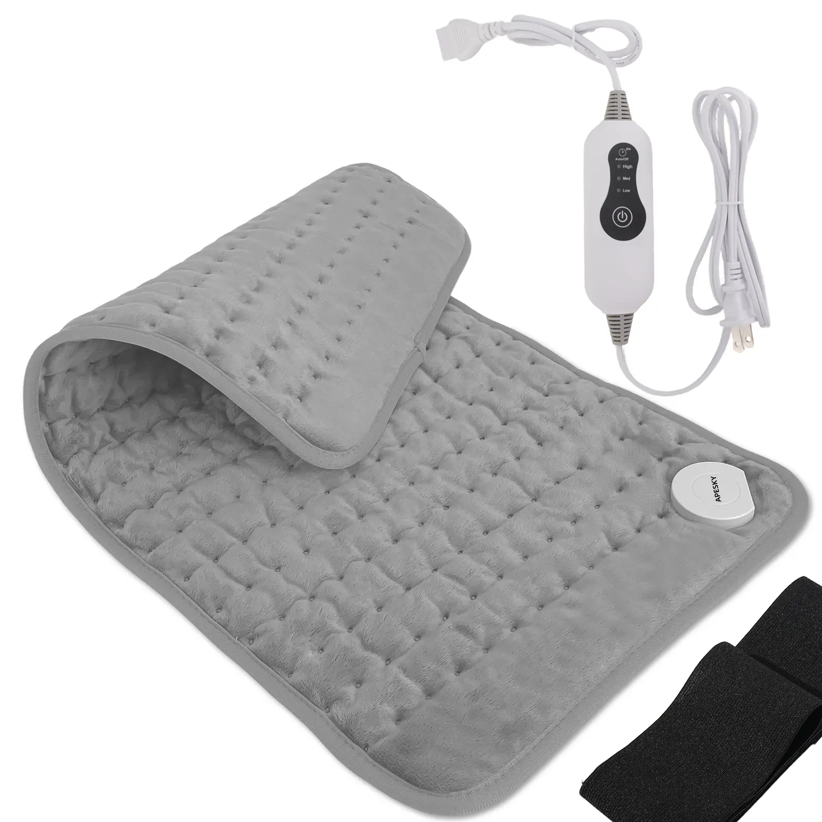 Equipped with elastic band, graphene heating, 24 inches x 12 inches, heating pad, wet compress, wet compress, deep hot compress on shoulders, neck, waist, abdomen and other areas, automatic shut-off, 3-speed temperature adjustment, Christmas gift Fleece P