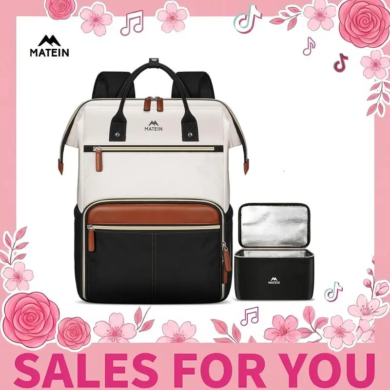 【Back To School】MATEIN Laptop Backpack with Lunch Box,15.6 Inch Work Backpack with Laptop Compartment,Stylish Nurse, Teacher Work Backpacks with Insulated Compartment Multi Functional Bag Summervibes