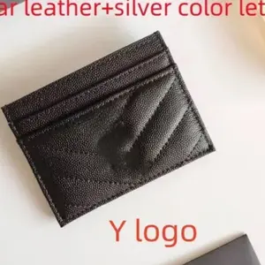 luxury leather card holder silver Y logo