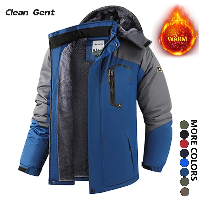Clean Gent Men's Waterproof Ski Jacket & Mountain Raincoat Fleece Lined Coat with Many Pockets Winter Warmth Windproof & Waterproof High-Quality Men's Apparel