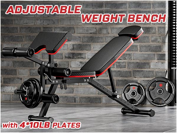 Bearbro 10 Positions Adjustable Weight Bench Workout Bench for Home Gym,Olympic Weight Bench Press for Full Body Workout 900lbs