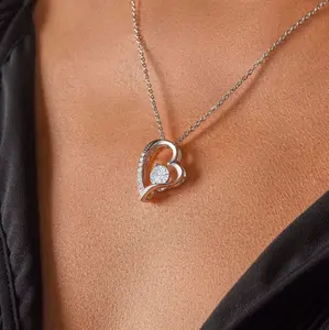 Forever Love Necklace for Mom Premium CZ Stone Pendant Unbreakable Bond Gift Heart Design Elegant Jewelry