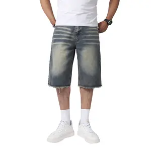 JUNBAOSS Men's Baggy Jean Shorts Y2K Casual Vintage Wide Leg Skater Denim Shorts Fashion Comfy Loose Fit Long Streetwear Hip Hop Summer Jorts Denim Shorts Below Knee five-point pants