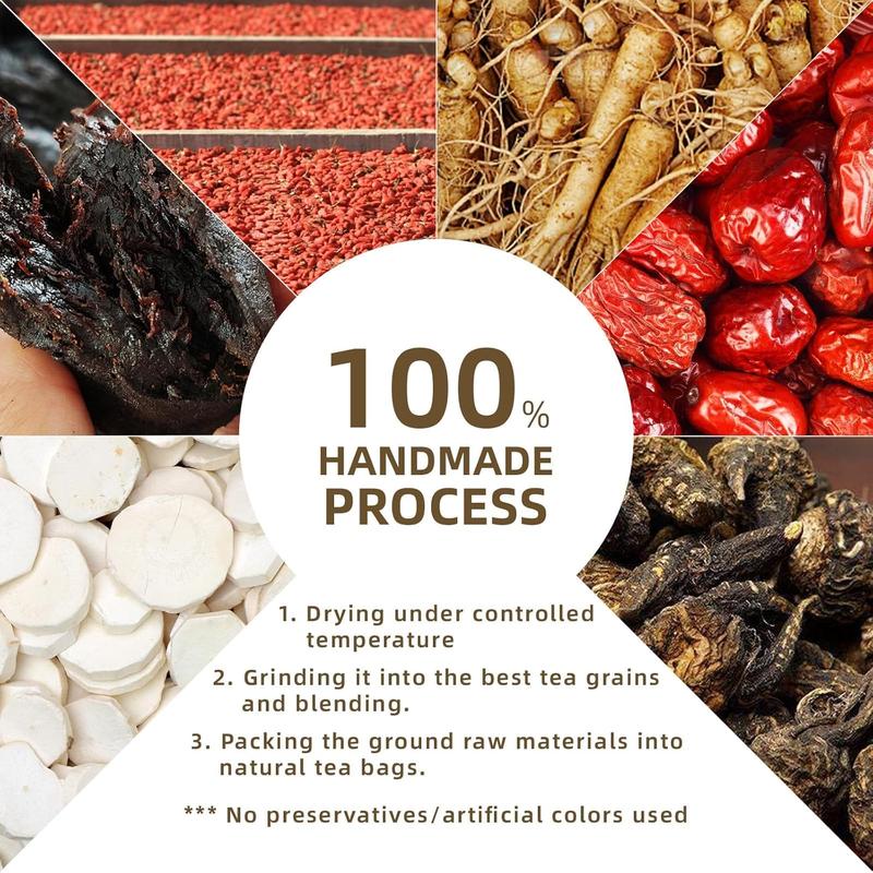 Upgrade Ginseng Six Treasure Herbal Tea – Traditional Botanical Blend, Smooth Earthy Flavor, Caffeine-Free Wellness Tea, 30 Tea Bags
