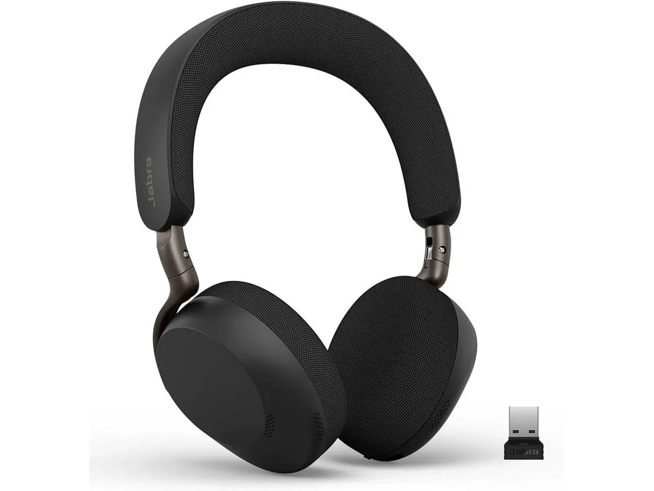 Jabra Evolve3 75 On-Ear Wireless Bluetooth Headset with Microphone for Work, USB-A, AI Voice Call Technology, Advanced Active Noise Cancellation, 22-Hour Battery, Works with Online Meeting Apps, Black