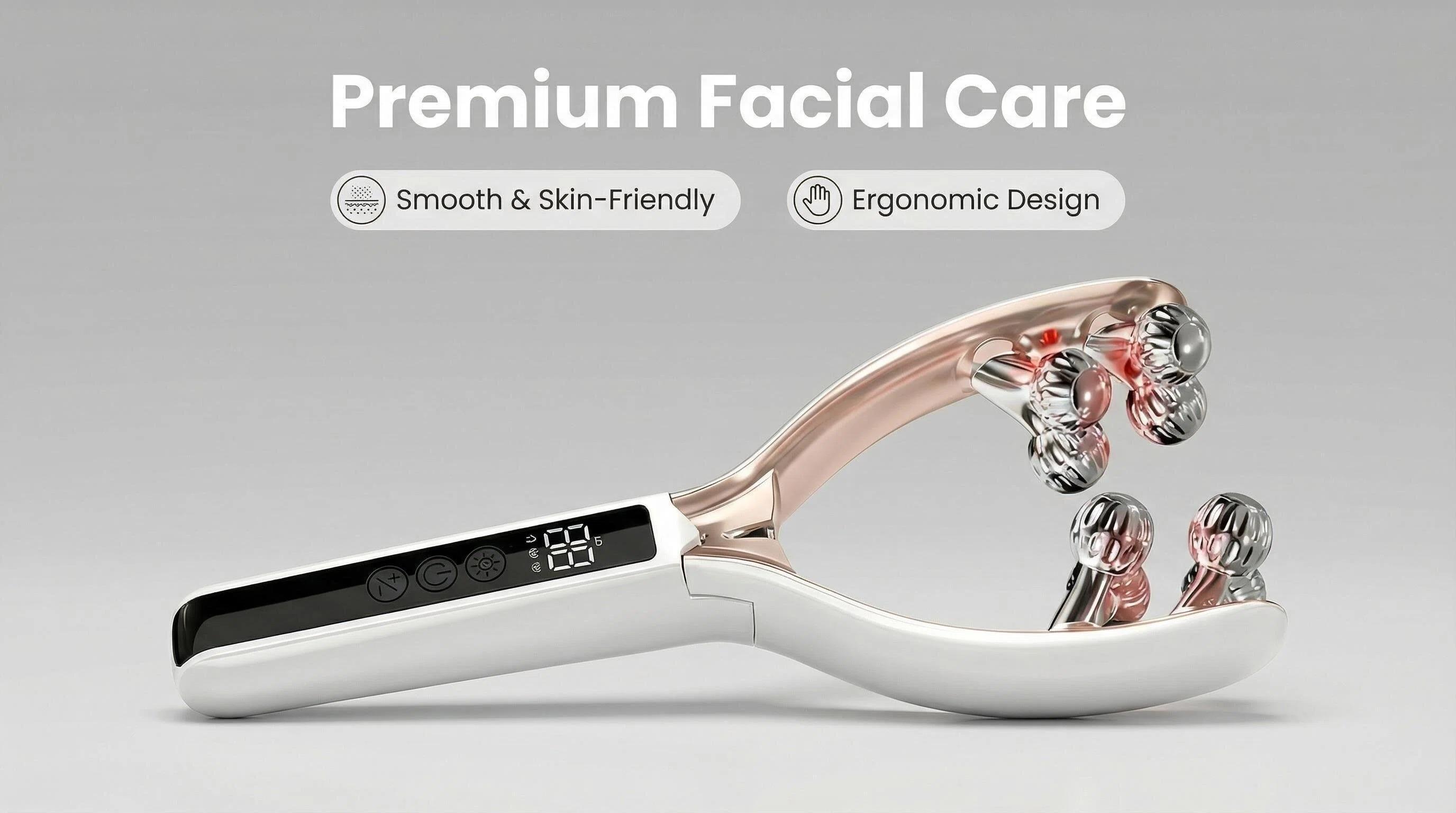 Doge&Vollar Facial Massager Face and Neck|Shaper & Slimmer for Women|Puffiness Reduction & Improved Circulation|Lymphatic Contour Face Brush Face Roller Lymphatic Drainage|Rechargeable for Home & Travel Use