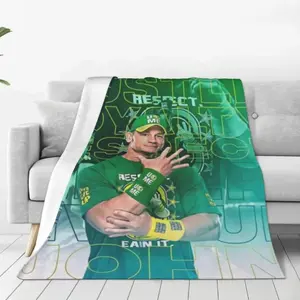 John Cena Wrestling Blanket Ultra Soft Flannel Fleece Lightweight Cozy Warm All Season Bedroom Couch Sofa Home Decor Throw Birthday Christmas Gift for Fans Men Women Kids Boys WWE Superstar Vintage Style