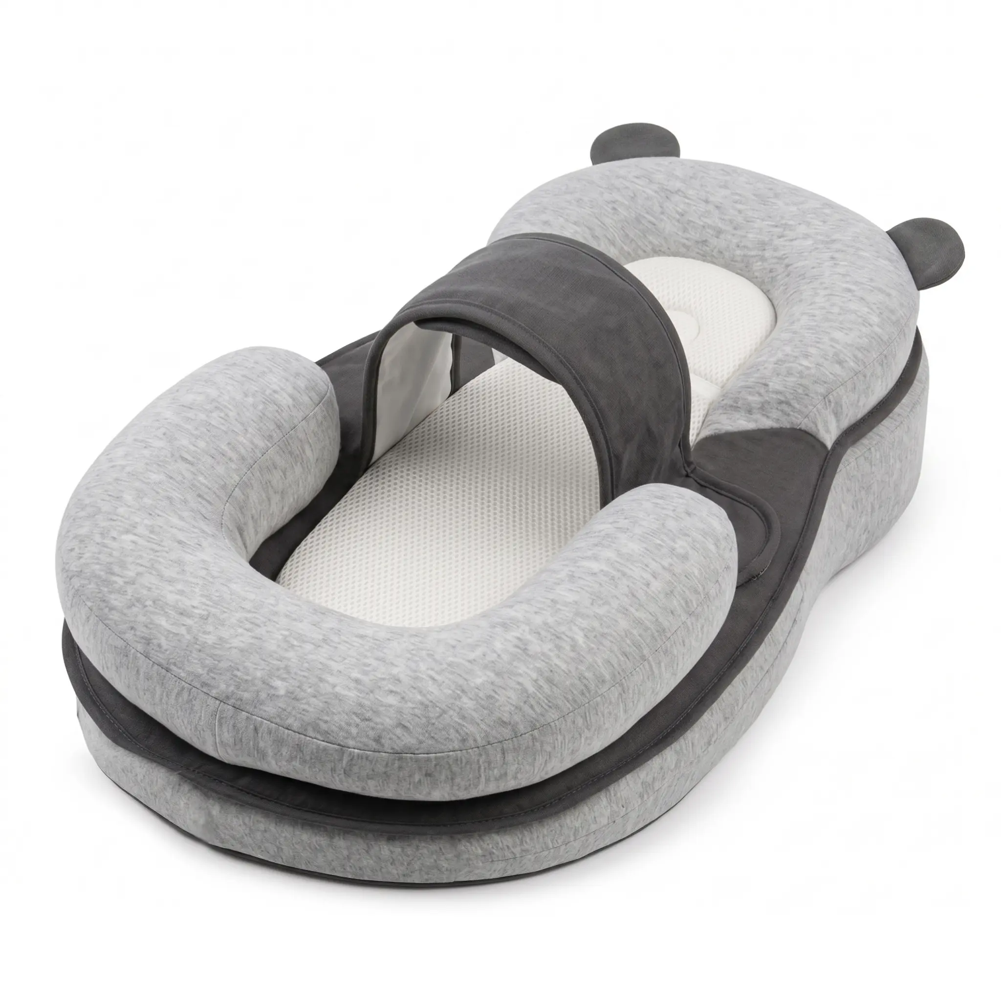 2-in-1 Baby Nursing Pillow with Detachable Wedge,Adjustable Footrest and Breathable Mesh Support forFeeding