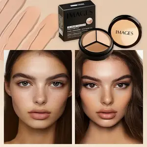 Tri-Color Concealer + Brush, Lightweight Coverage, Brightens Complexion, Hides Blemishes & Dark Circles, Perfect For Full Coverage Makeup,  Cosmetic, Make Beauty  Waterproof Concealer  palette , Perfect Gift