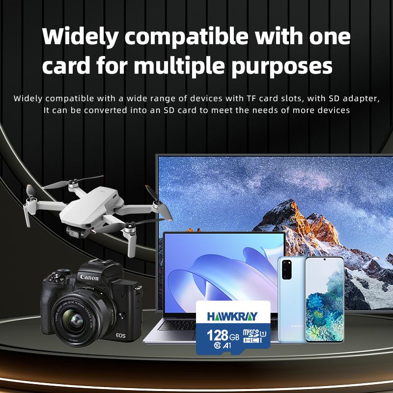 Hawkray 128g High-Speed TF Memory Card for Surveillance Camera Driving Recorder & Smartphone Recording Compatible with Mobile Phones Computers Universal Storage Solution Recording