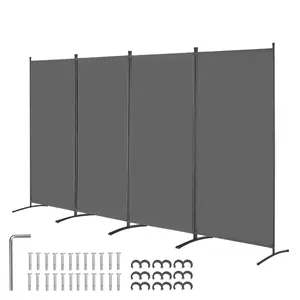VEVOR Room Divider,  4 Panels Room Divider, Folding Privacy Screen and Portable Partition Divider for Room Separation, Freestanding Room Partitions for Office, Bedroom, Study, Grey
