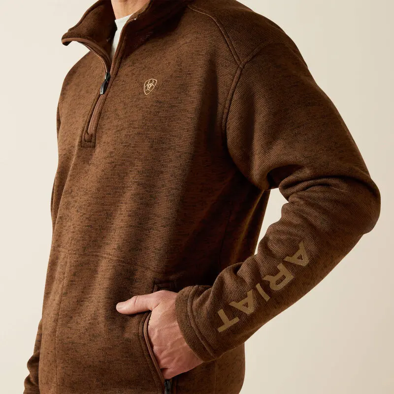 ARIAT MENS CALDWELL LOGO 1/4 ZIP SWEATER