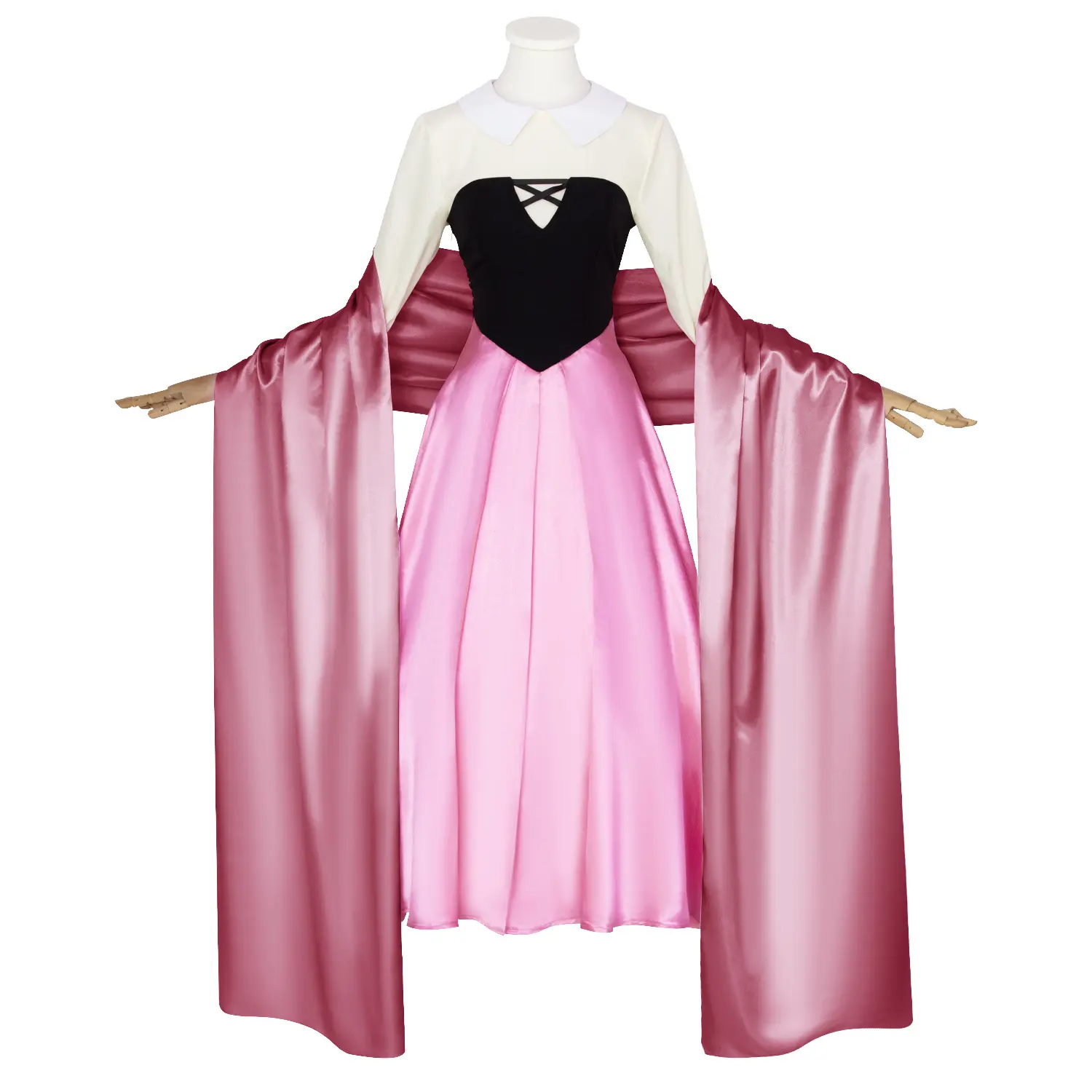 Princess Aurora Pink Peasant Dress Costume Set with Shawl and Headband for Cosplay Party