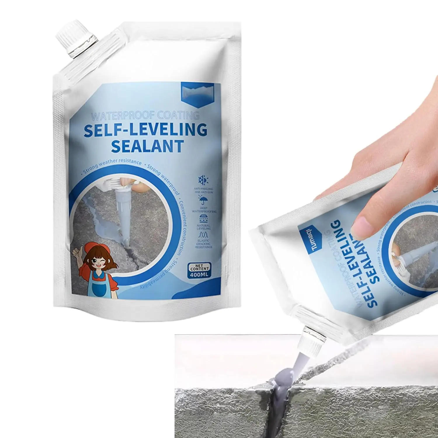 Tumaqi 500g High-Performance Concrete Caulking Adhesive - Waterproof with Glue, Concrete Sealer Outdoor Waterproof, Freeze-Thaw Ready, Quick-Dry, Helps Keep Structure Safe, Long-Term Sealing Effect, Invisible Bond