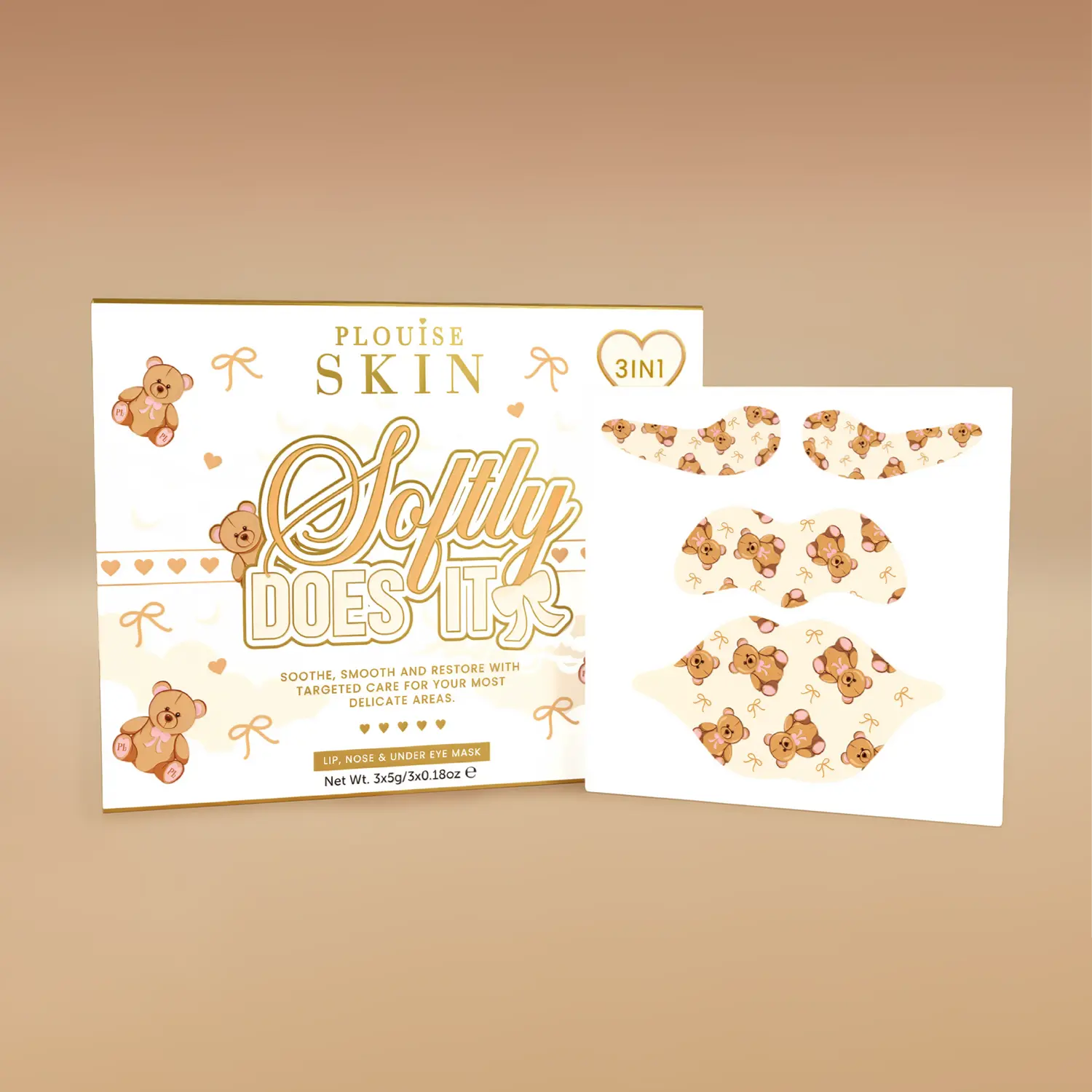 P.Louise Softly Does It 3-in-1 Lip, Eye & Nose Mask Set - Coconut Cake