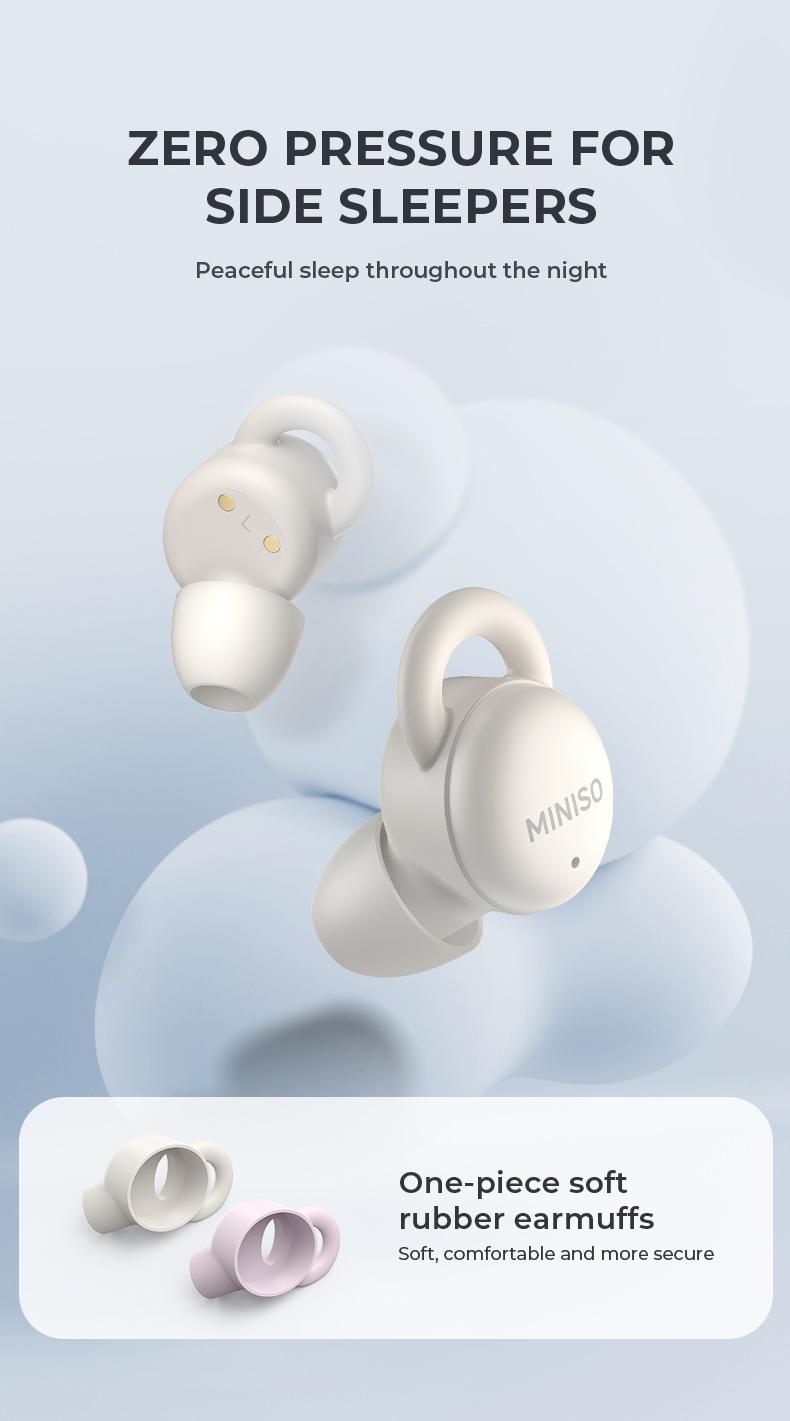 MINISO X10 Sleep Earbuds,Bluetooth Earphones,Wireless Earbuds,Touch Control,Smooth Bluetooth 5.4,Sleep-Noise Cancelling,Fast Charging & Long Standby,Comfortable Soft Ear Tips.